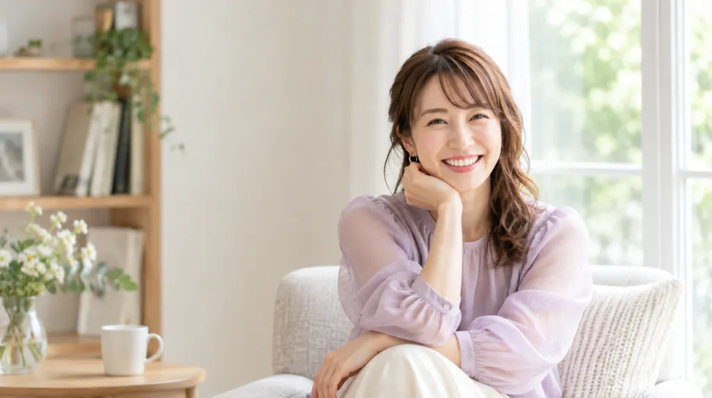 明るい表情の日本人女性